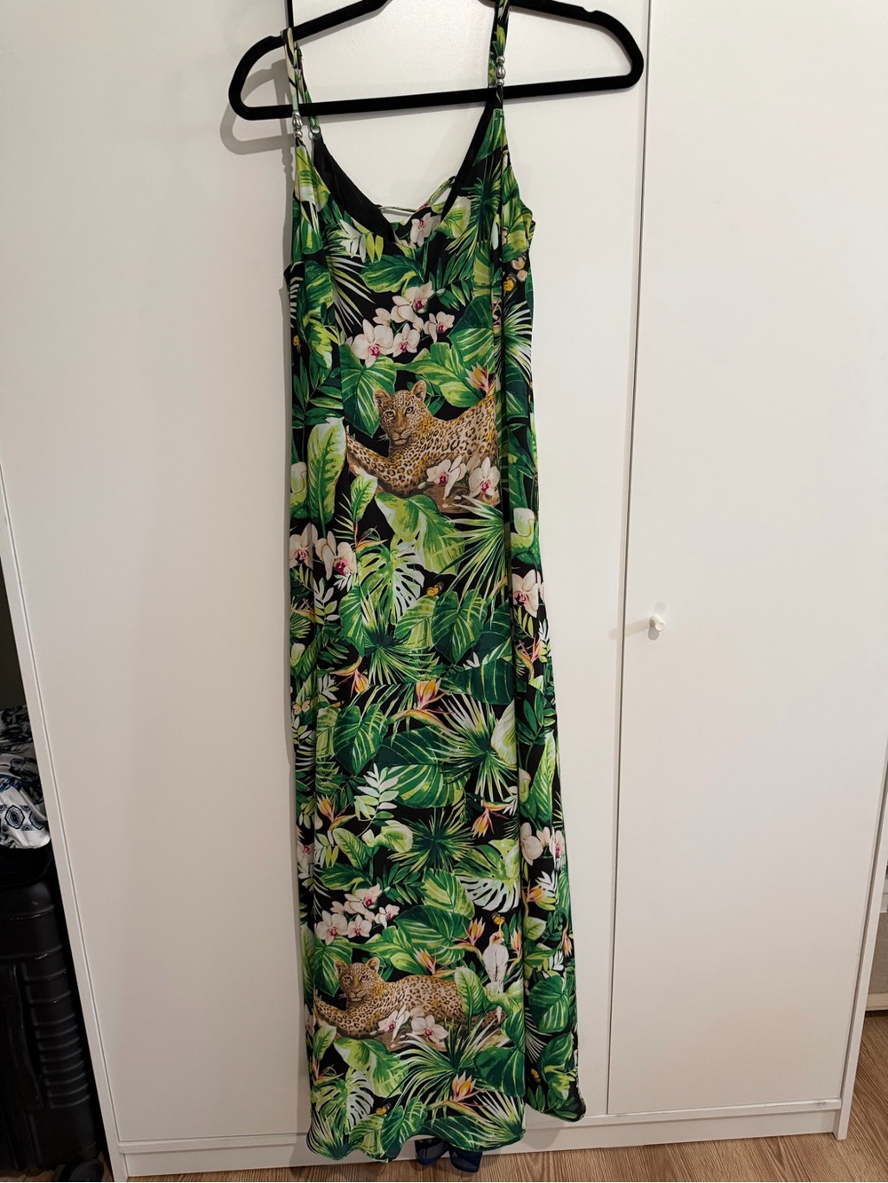 White House Black Market Tropical Leaf & Leopard Maxi Dress - Green